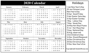 Singapore 2020 Portrait Calendar