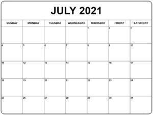 2021 July Blank Calendar