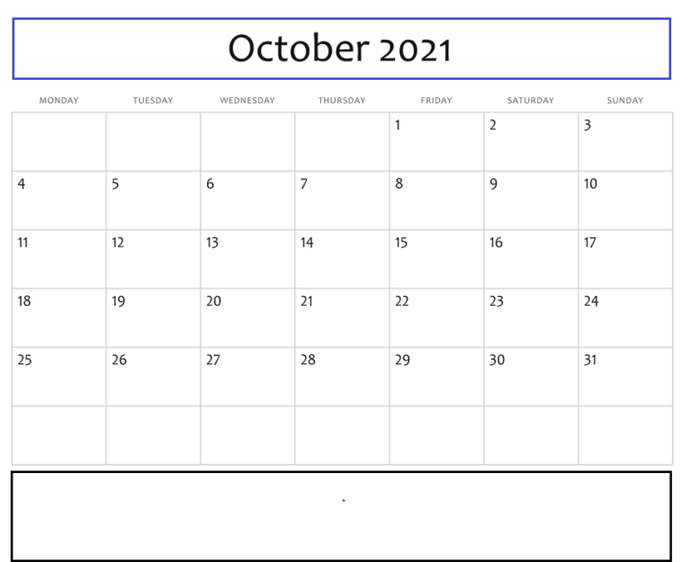 Free October 2021 Blank Calendar Calendar Dream