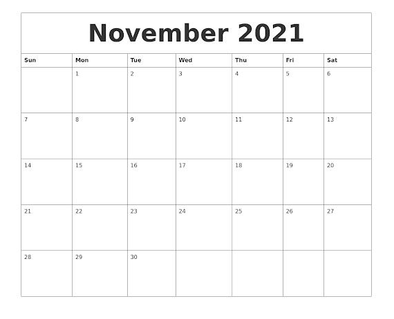  November 2021 Calendar 