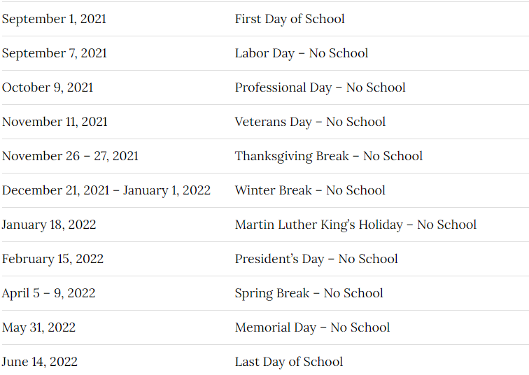 Pasco School District Calendar