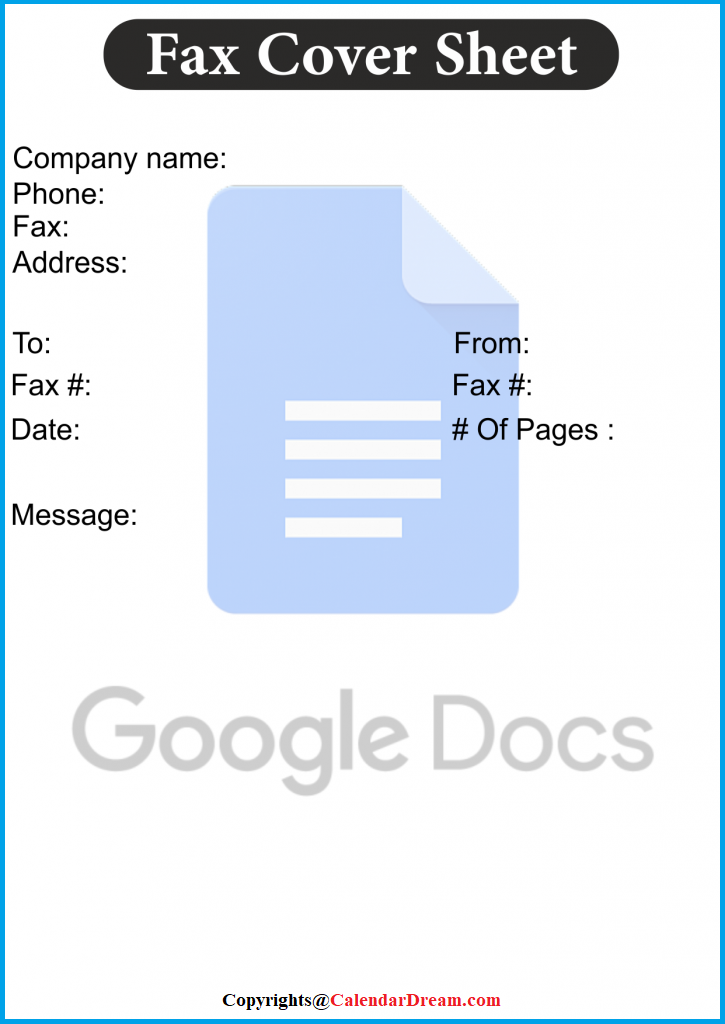Blank Google Docs Fax Cover Sheet 