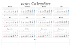 2021 California Calendar Public Holidays