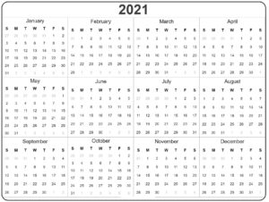 Blank Calendar 2021 Template