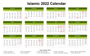 Muslim 2022 Calendar PDF