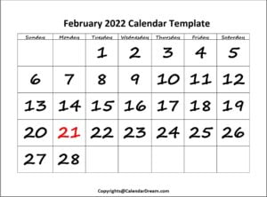 February 2022 Calendar Template