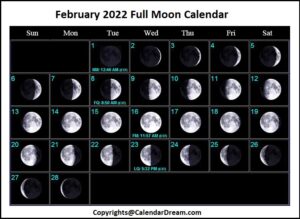 February 2022 Full Moon Calendar