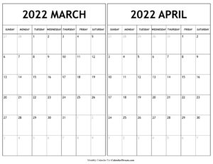 March & April 2022 Calendar