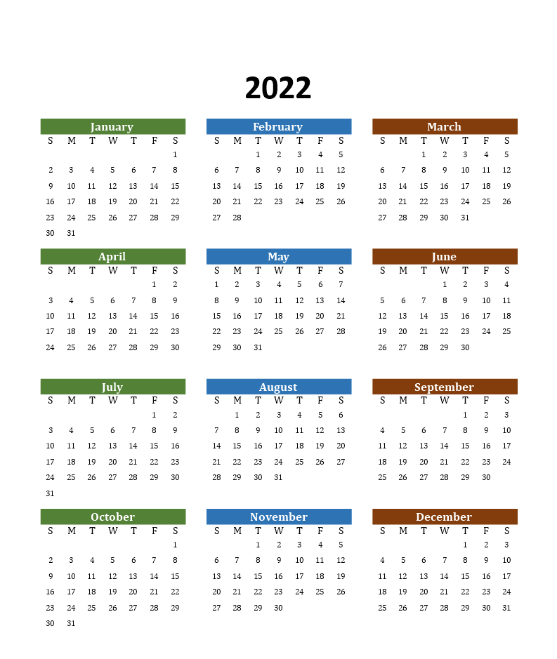 Printable Calendar 2022