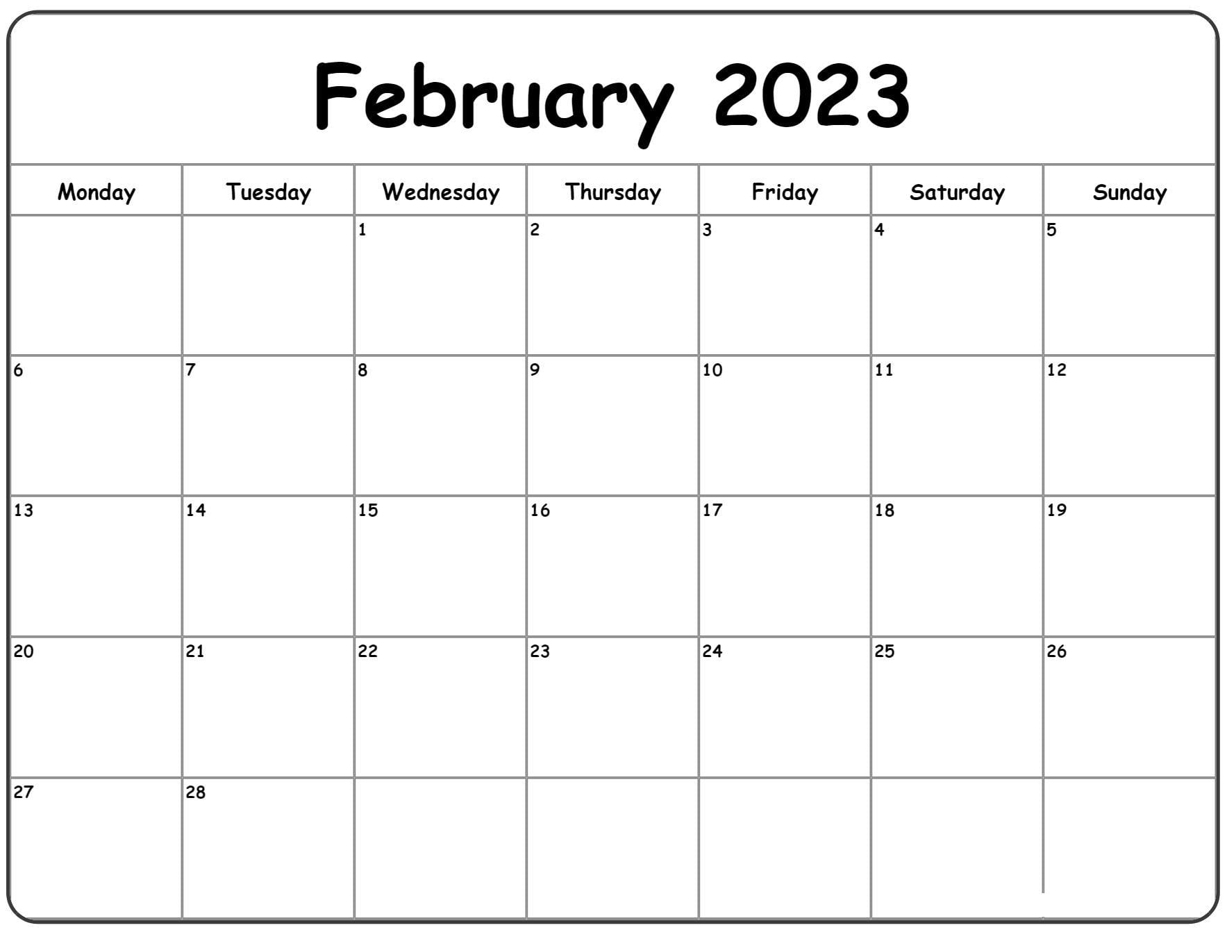 February 2023 calendar monday start1 jpg Printable Calendar Calendar February 2023 calendar monday start1 jpg Printable Calendar Calendar