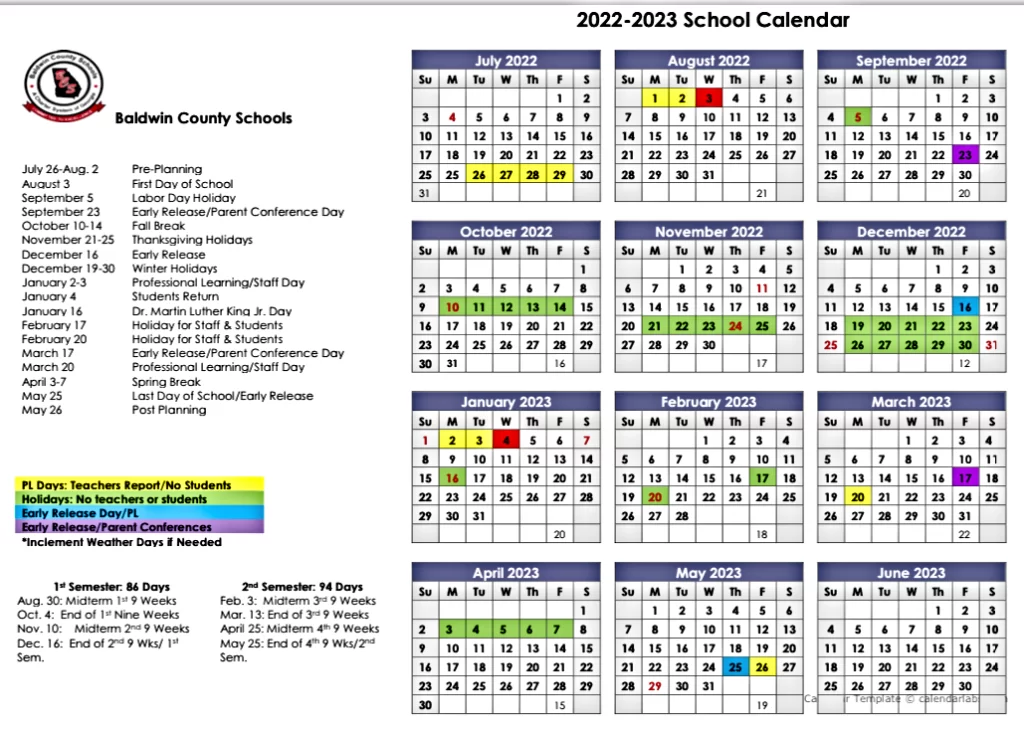 Baldwin County School Calendar