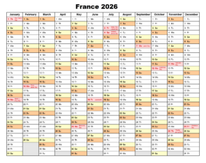 France 2026 Calendar Printable