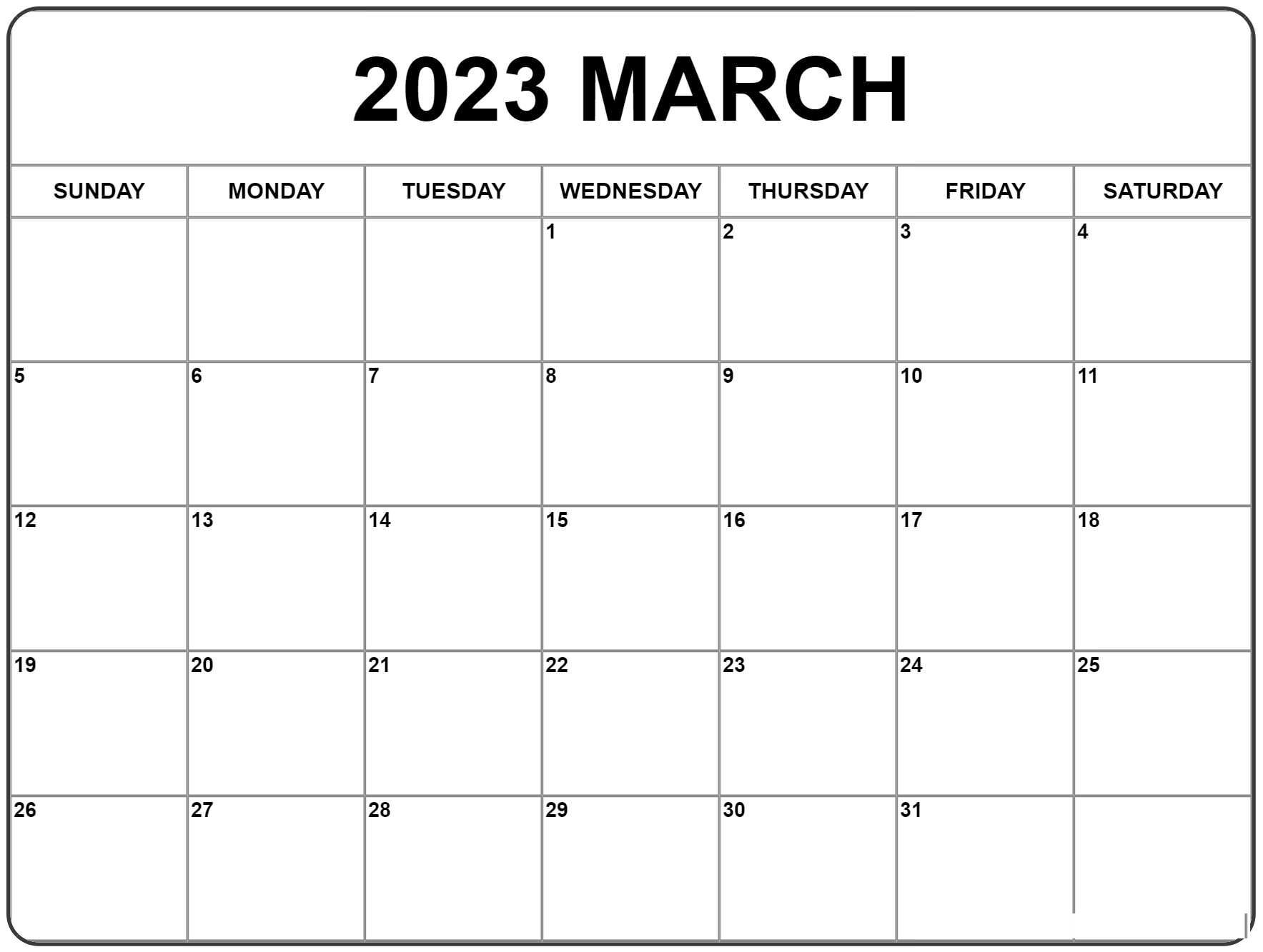March 2023 Calendar Printable Calendar Dream