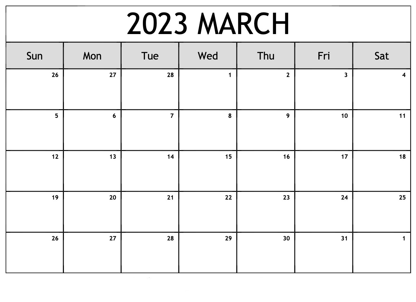 Printable March 2023 Calendar With Holidays in PDF Word