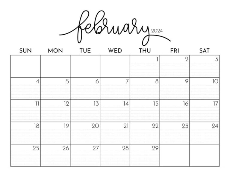 Printable Free February 2024 Calendar With Holidays [PDF]