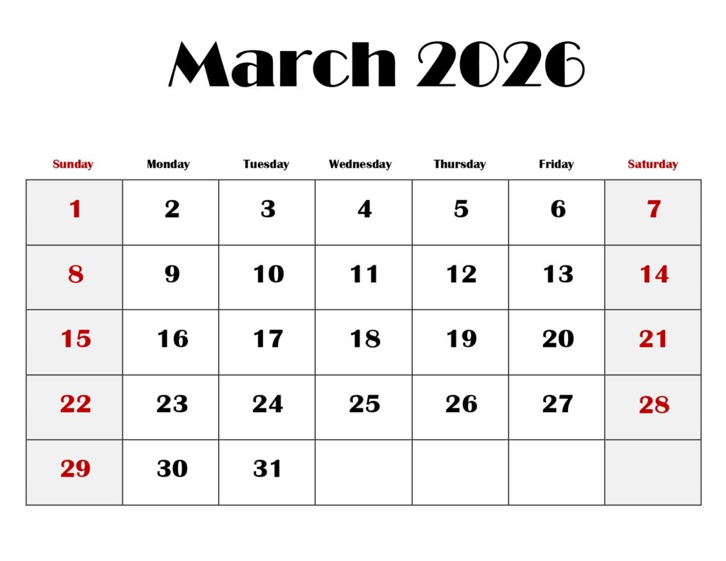 March 2026 Calendar With Holidays