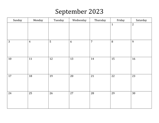 2023 September Calendar PDF