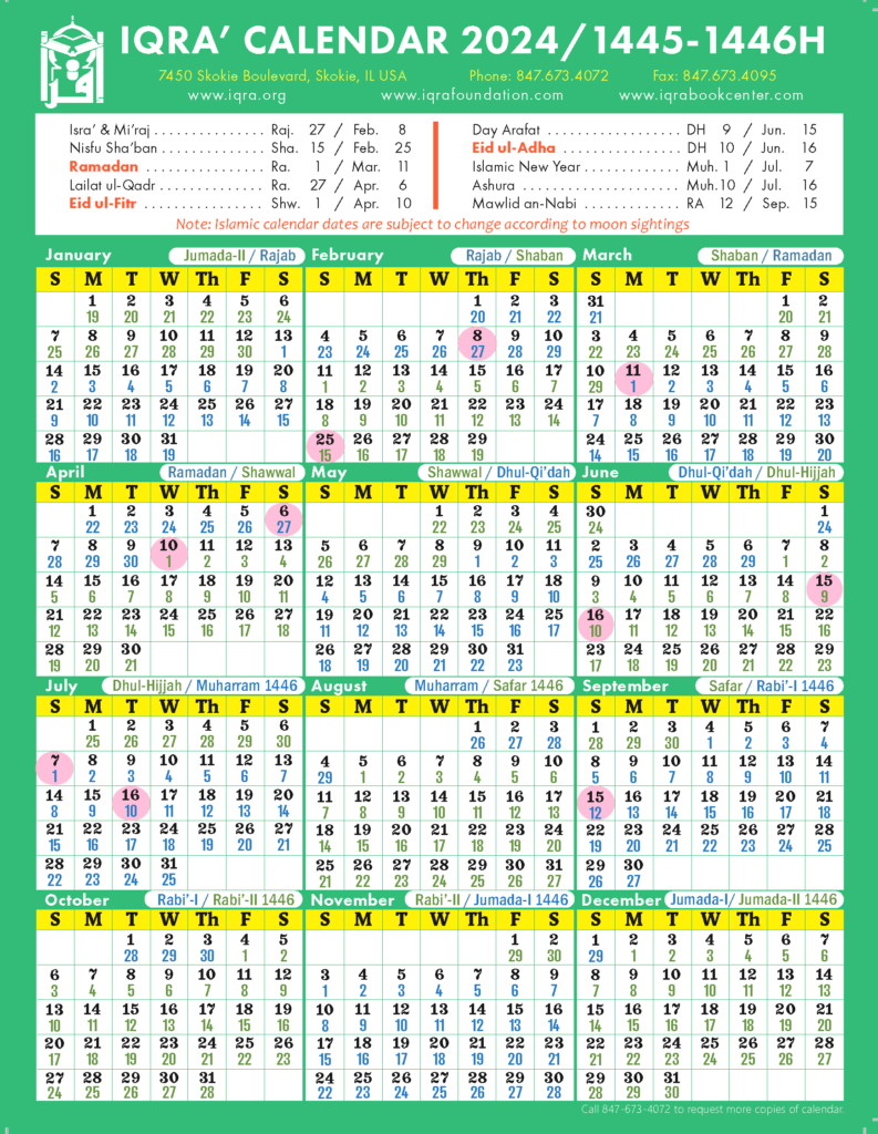 Printable Islamic 2024 Calendar In PDF Hijri Calendar 1445