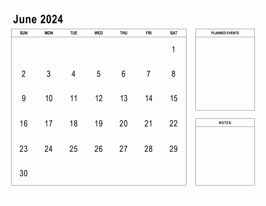 June 2024 Printable Calendar