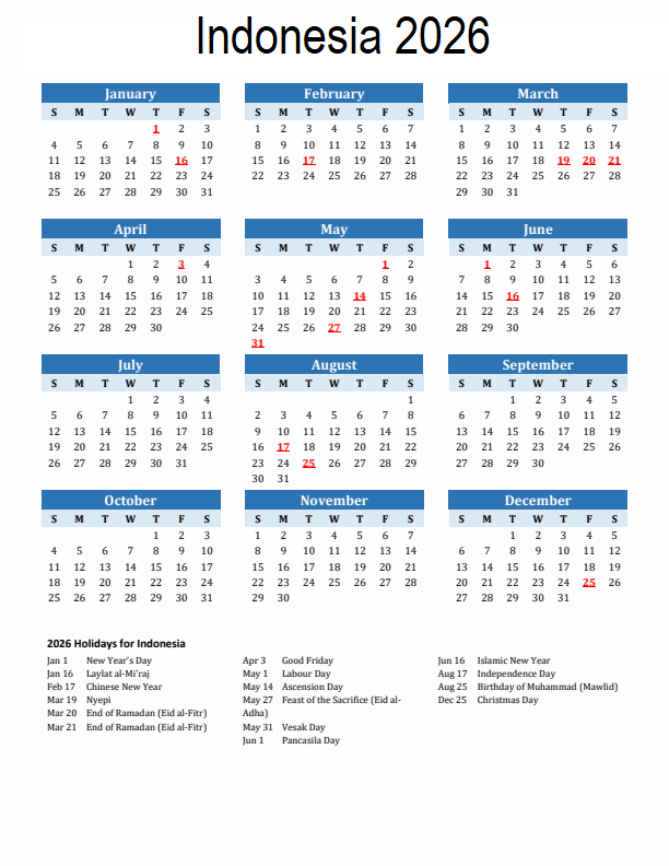Calendar 2026 Indonesia
