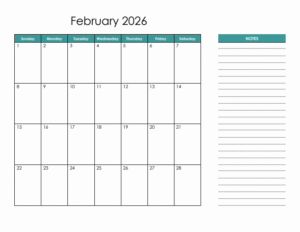 February 2026 Blank Calendar