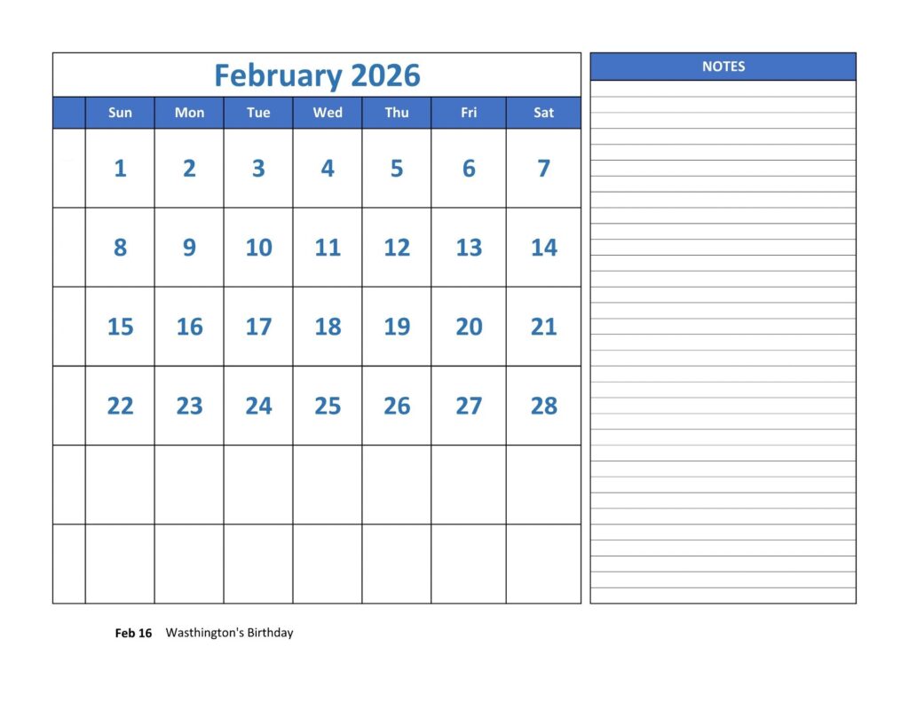 February 2026 Calendar Template