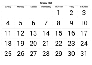 January 2026 Calendar