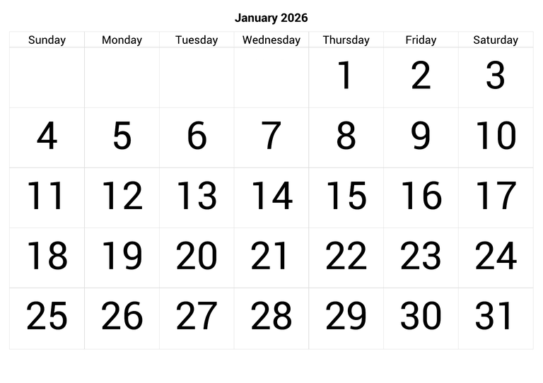 January 2026 Calendar