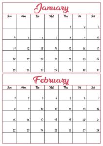 January February 2026 Blank Calendar