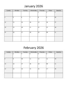 January & February 2026 Calendar