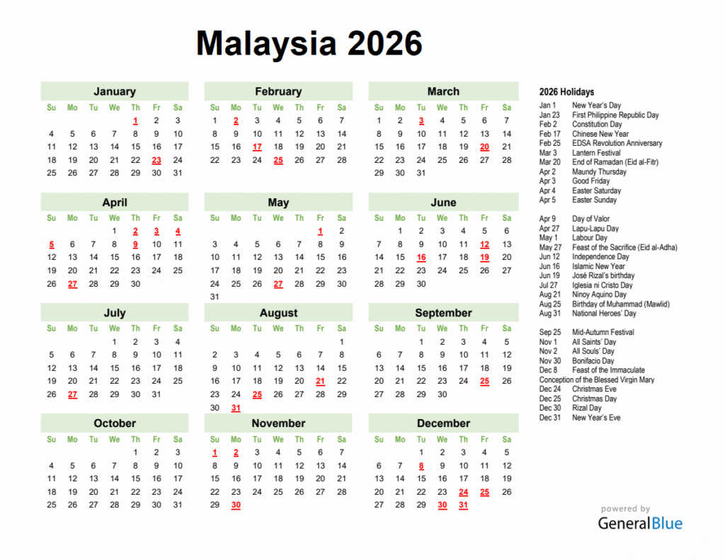 Calendar 2026 Malaysia