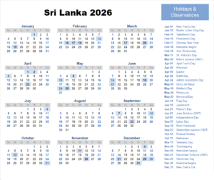 Public Holidays in Sri Lanka 2026