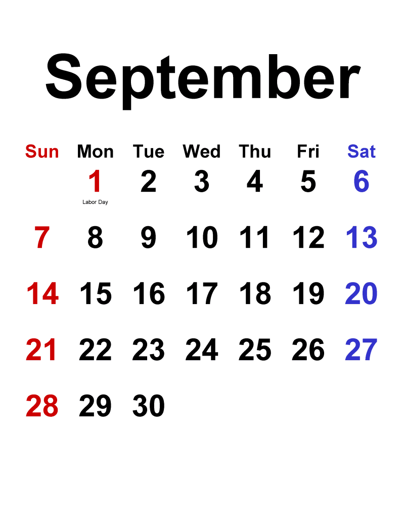 September 2025 Blank Calendar