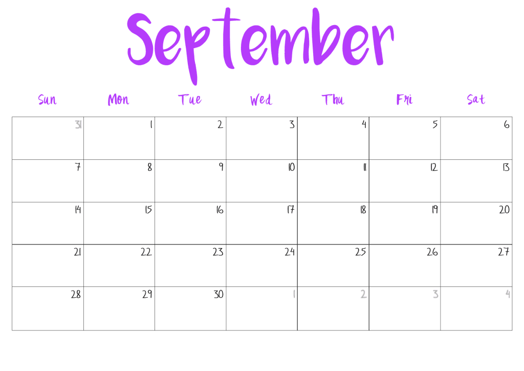September 2025 Printable Calendar