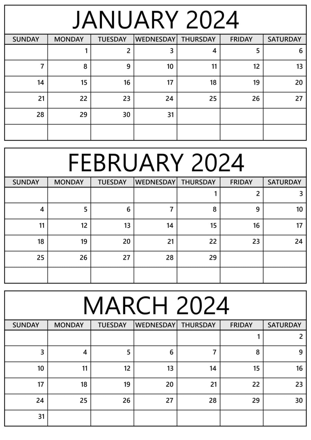 Jan Feb March 2025 Calendar Printable Sarah Davis