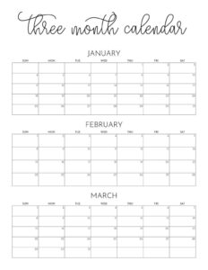 January February March 2026 Printable Calendar