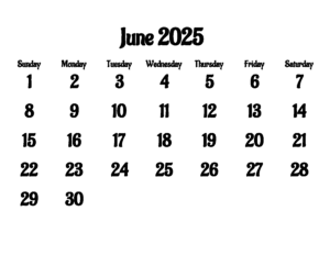 Free June 2025 Calendar With Holidays