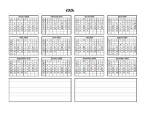 Free Yearly 2026 Calendar Template