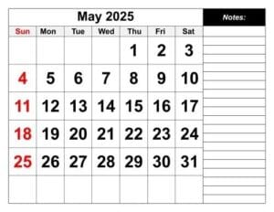 May 2025 Calendar Printable