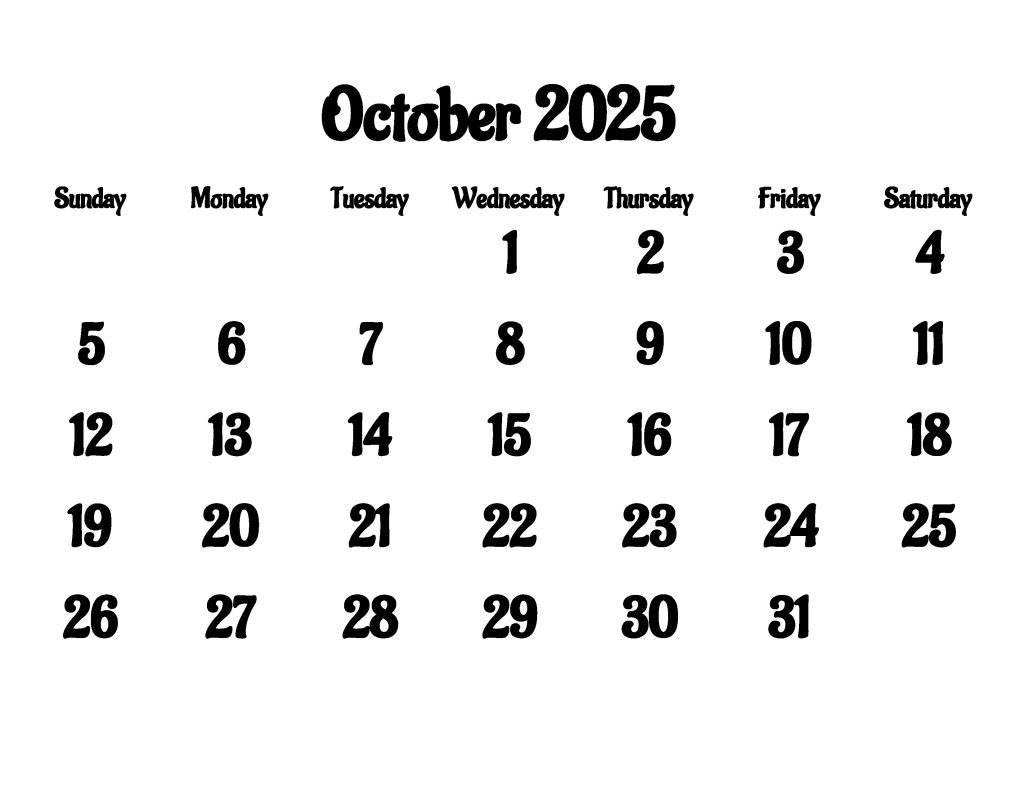 2025 October Calendar PDF