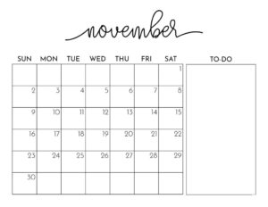 Blank November 2025 Calendar