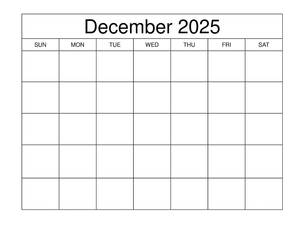 December 2025 Blank Calendar