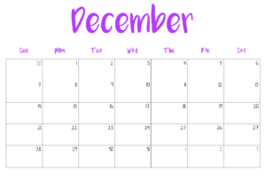 December 2025 Calendar Printable