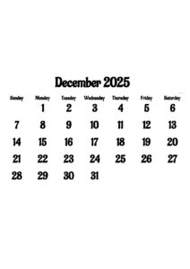 December 2025 Calendar