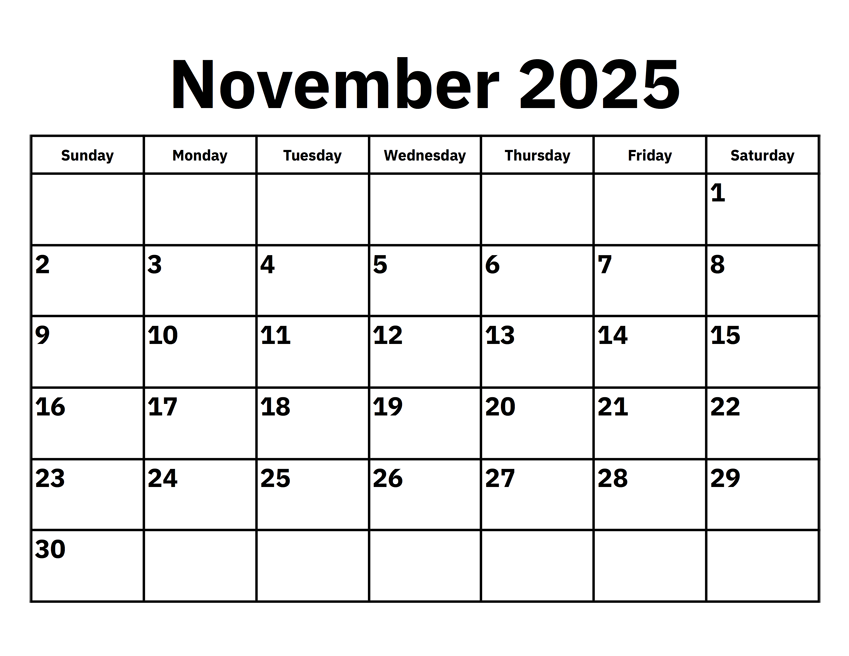 November 2025 Calendar PDF
