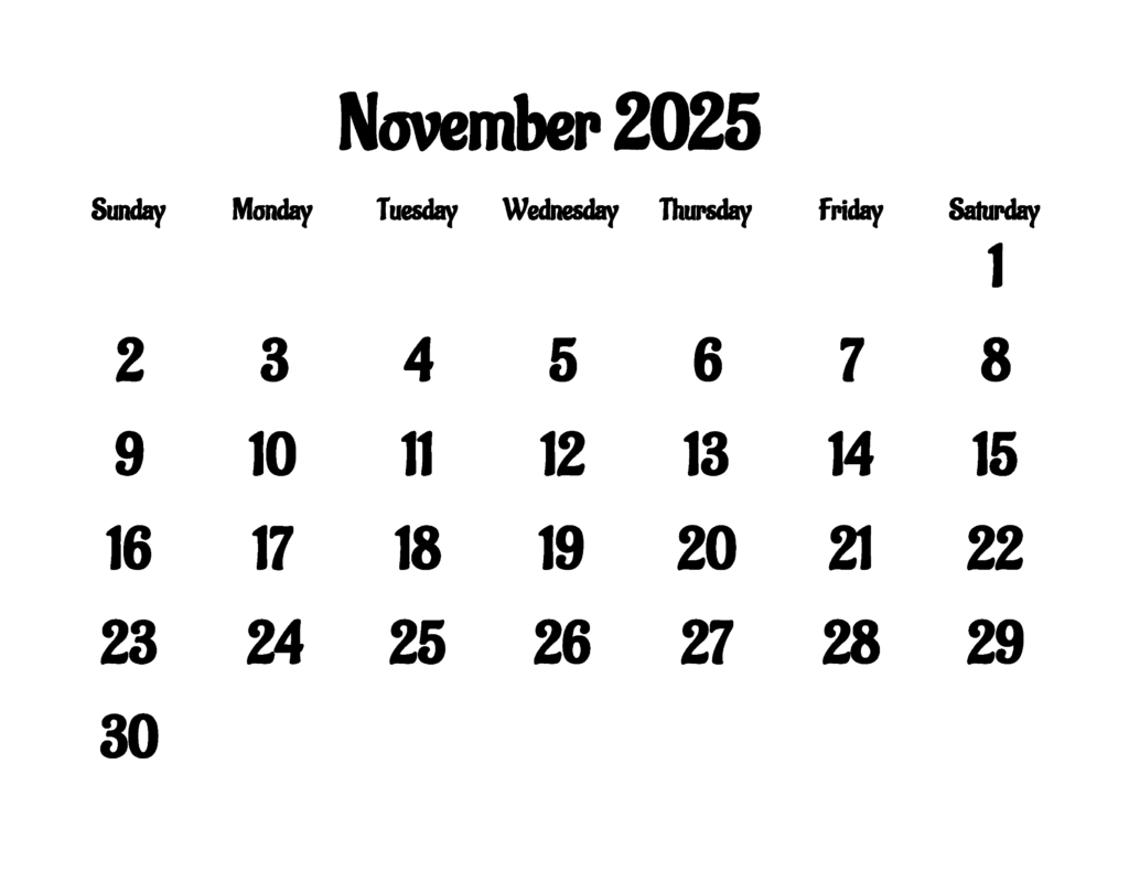 November 2025 Printable Calendar