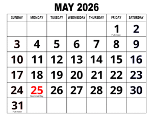 May 2026 Calendar With Holidays